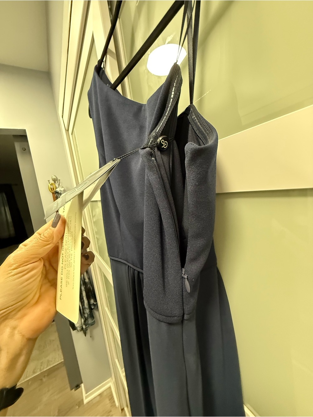 Adrianna Papell One-Shoulder Navy Dress Size 14 - Picture 2 of 7